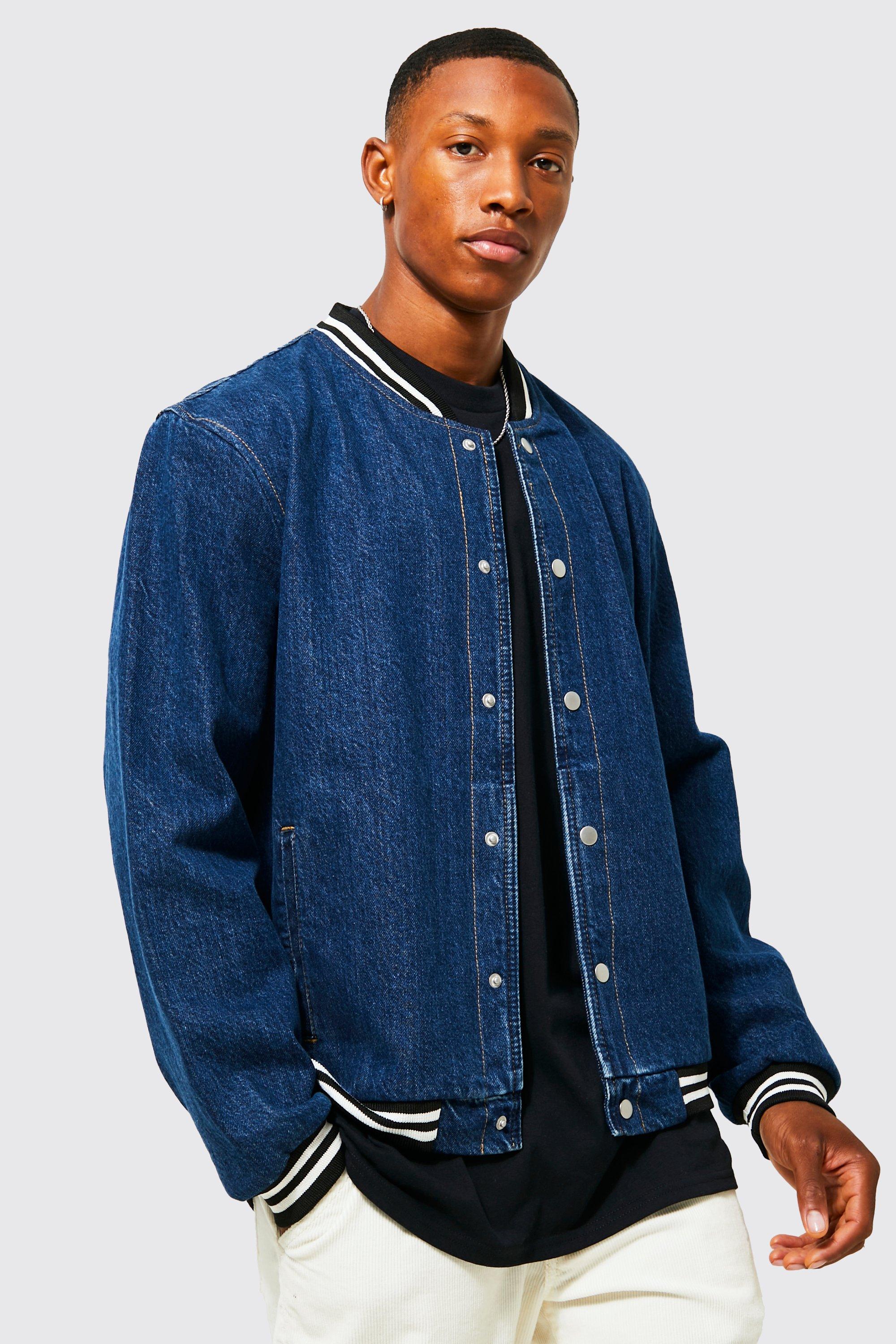 Oversized denim bomber on sale jacket